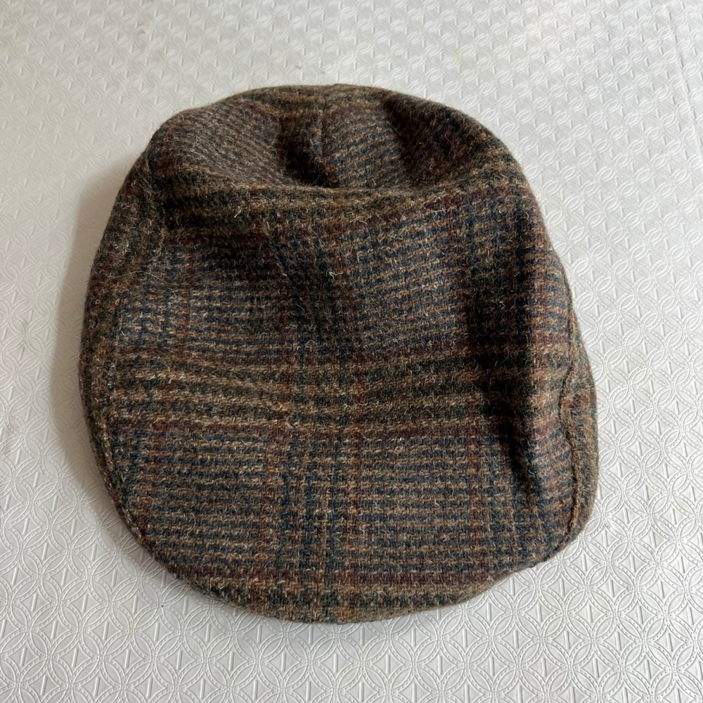 Vintage Pendleton Wool Flat Cap Brown Plaid Ivy Driving Hat Large USA Newsboy